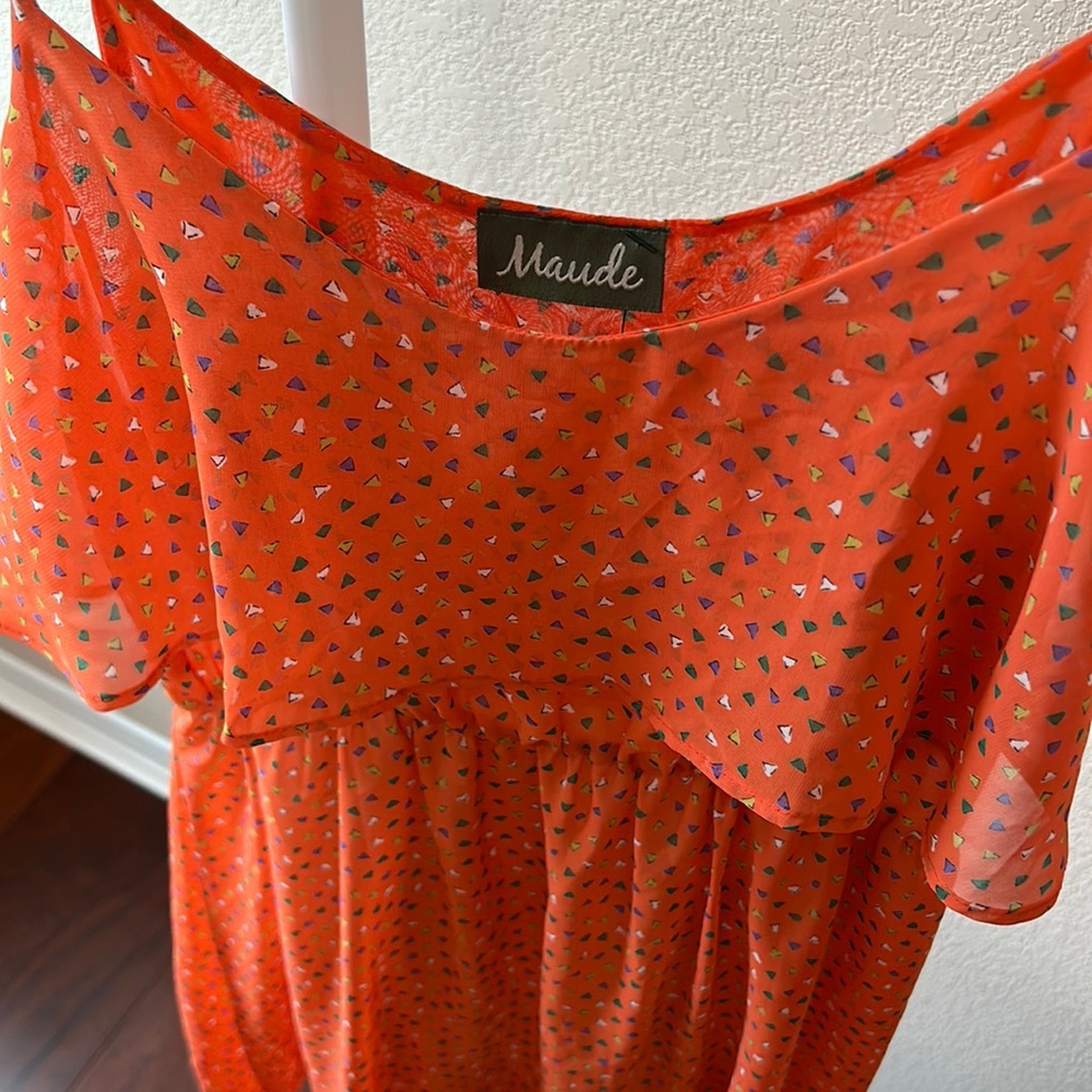 high low side dress orange L
